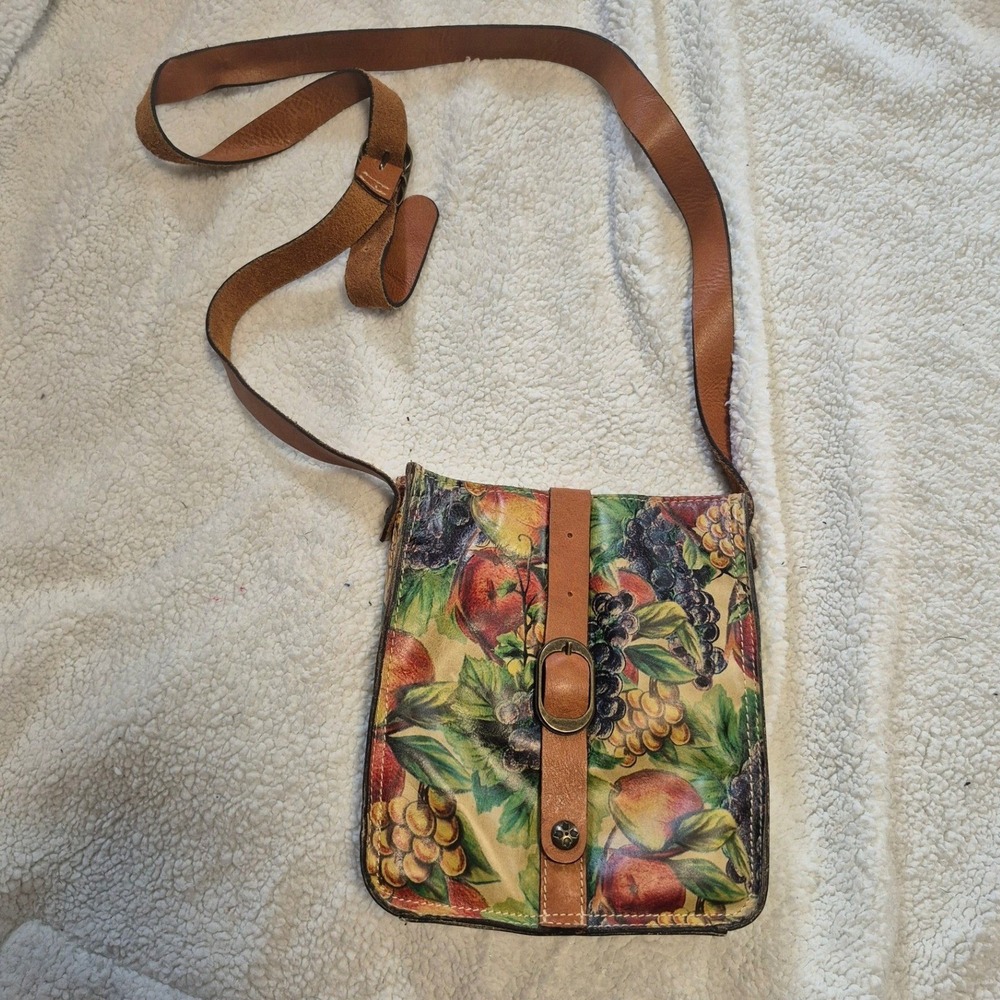 Patricia Nash Tan Leather Crossbody Bag Italian Leather Zip Top Handbag Brown